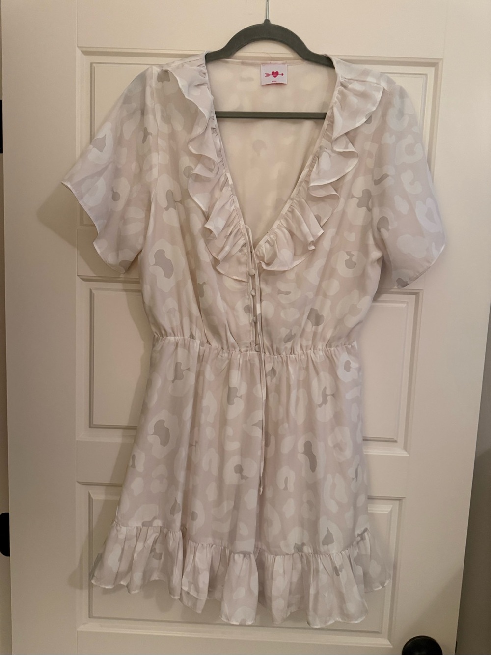 Buddy Love Cream and Light Gray Ruffle Mini Dress